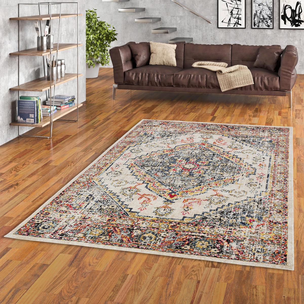KURZFLOR DESIGNER TEPPICH MODERN VINTAGE ORIENT MUSTER - Beige, Textil (120/170cm) - Pergamon