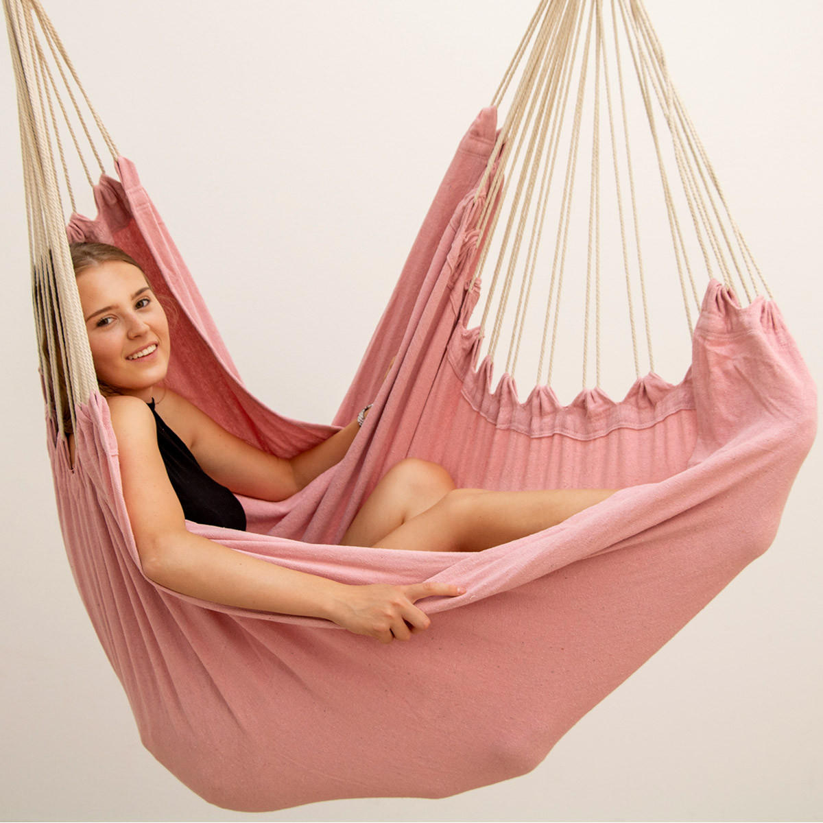 XXL HÄNGESESSEL 185/130 cm Belastbar bis 150 kg Rosa - Rosa, Textil (130/155/185cm) - Amanka