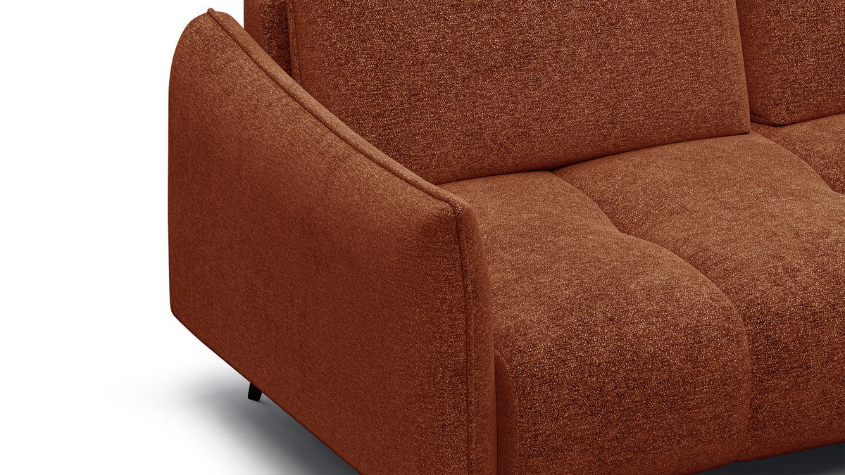 SOFA AERA 2,5-Sitzer, orange - Schwarz/Orange, Holz/Textil (187/89/96cm) - Courtois Laville