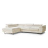ECKSOFA Concord Creme Chenille-Stoff - Links Seite - Creme/Schwarz, Holz/Holzwerkstoff (203/277cm) - Maison de Reve