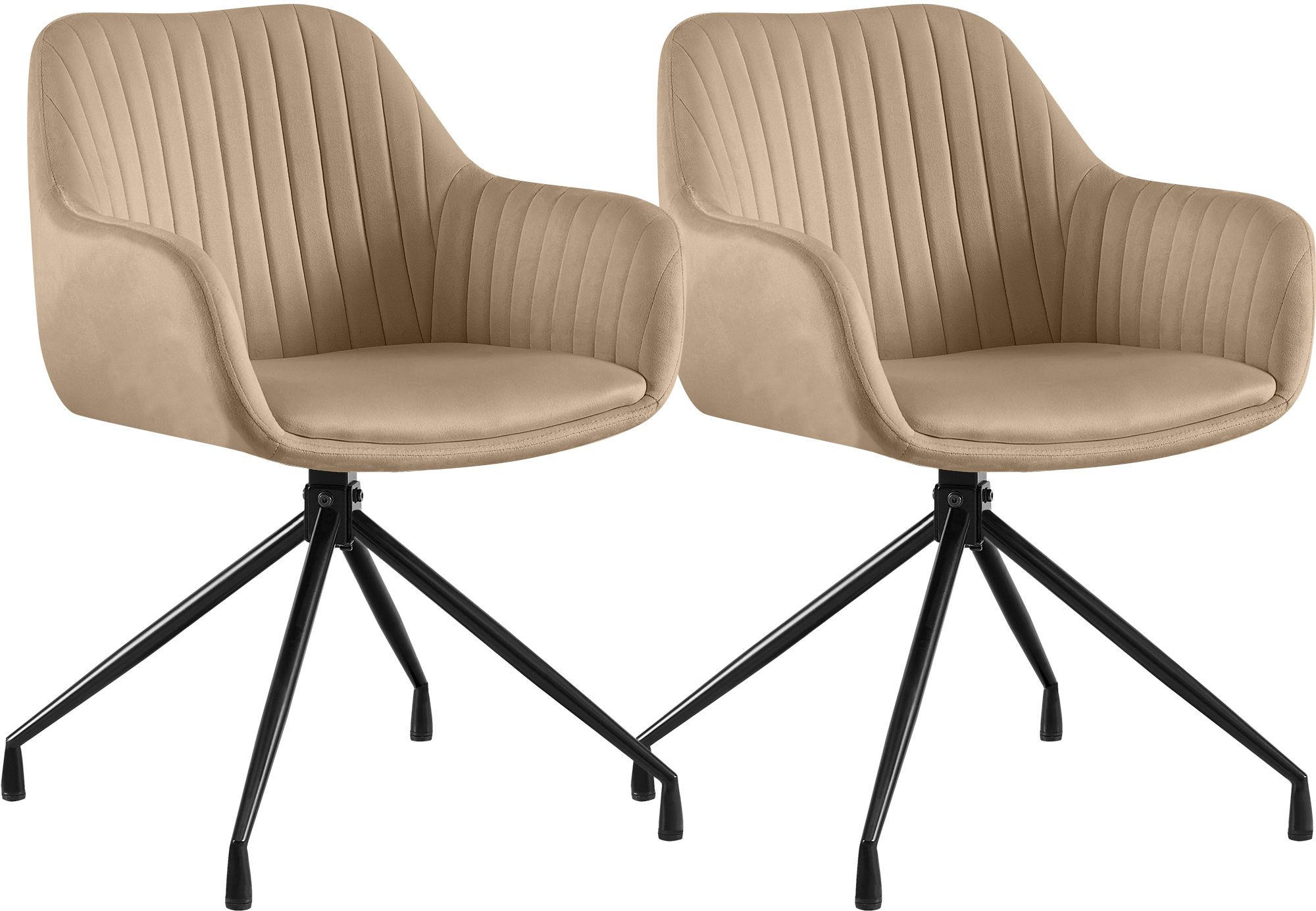 ARMLEHNENSTUHL 2 Samt Taupe - Taupe/Schwarz, Textil/Metall (58/81/58cm) - CLP