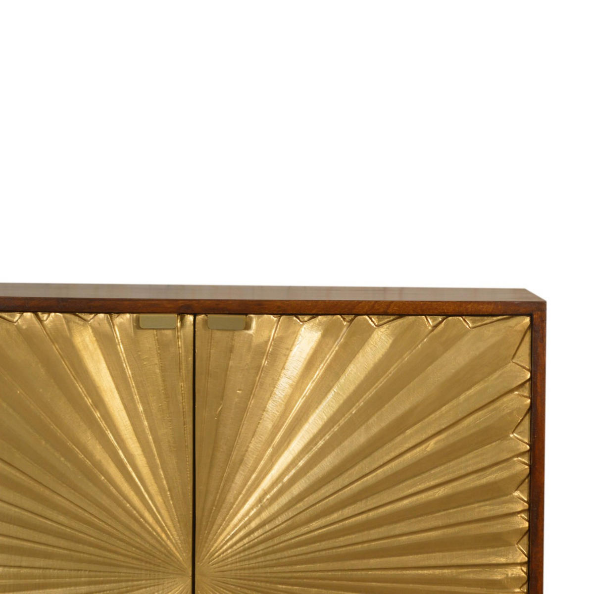 KOMMODE goldfarben, Kastanienholz-Finish - Messingfarben/Braun, Holz/Metall (75/80/35cm) - Artisan Furniture