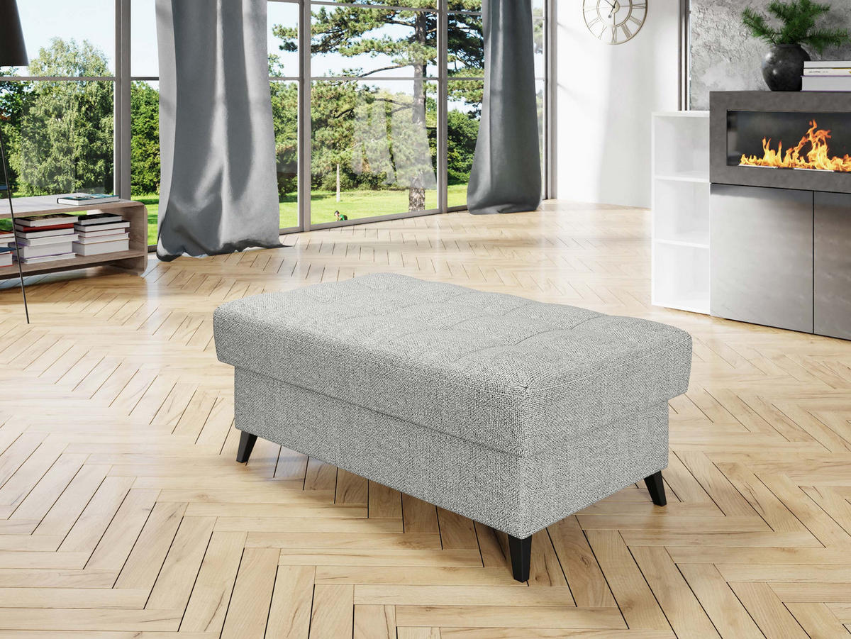 POLSTERHOCKER Nord - Silberfarben/Schwarz, Holz/Textil (106/44/67cm) - MIRJAN24