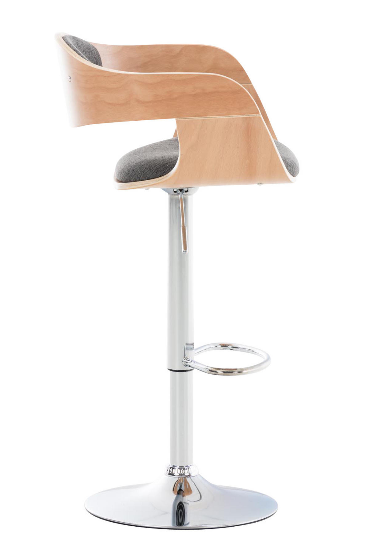 BARHOCKER 2er Set Stoff natura/hellgrau - Chromfarben/Eukalyptusholzfarben, Textil/Metall (50/88/48cm) - CLP