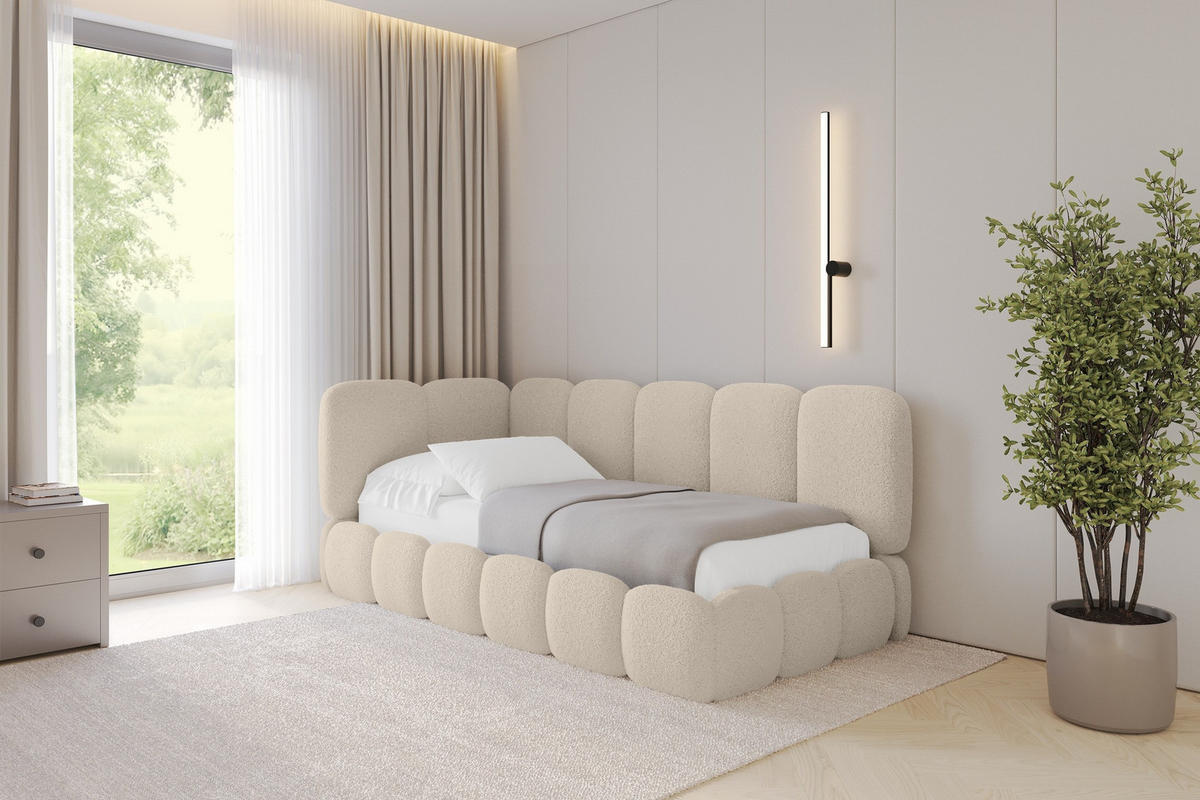 EINZELLBETT Jugendbett mit Bettkasten, Rechts - AVRY 100x200 Dunkelbeige - Taupe/Cappuccino, Holzwerkstoff/Textil (100/200cm) - ALTDECOR