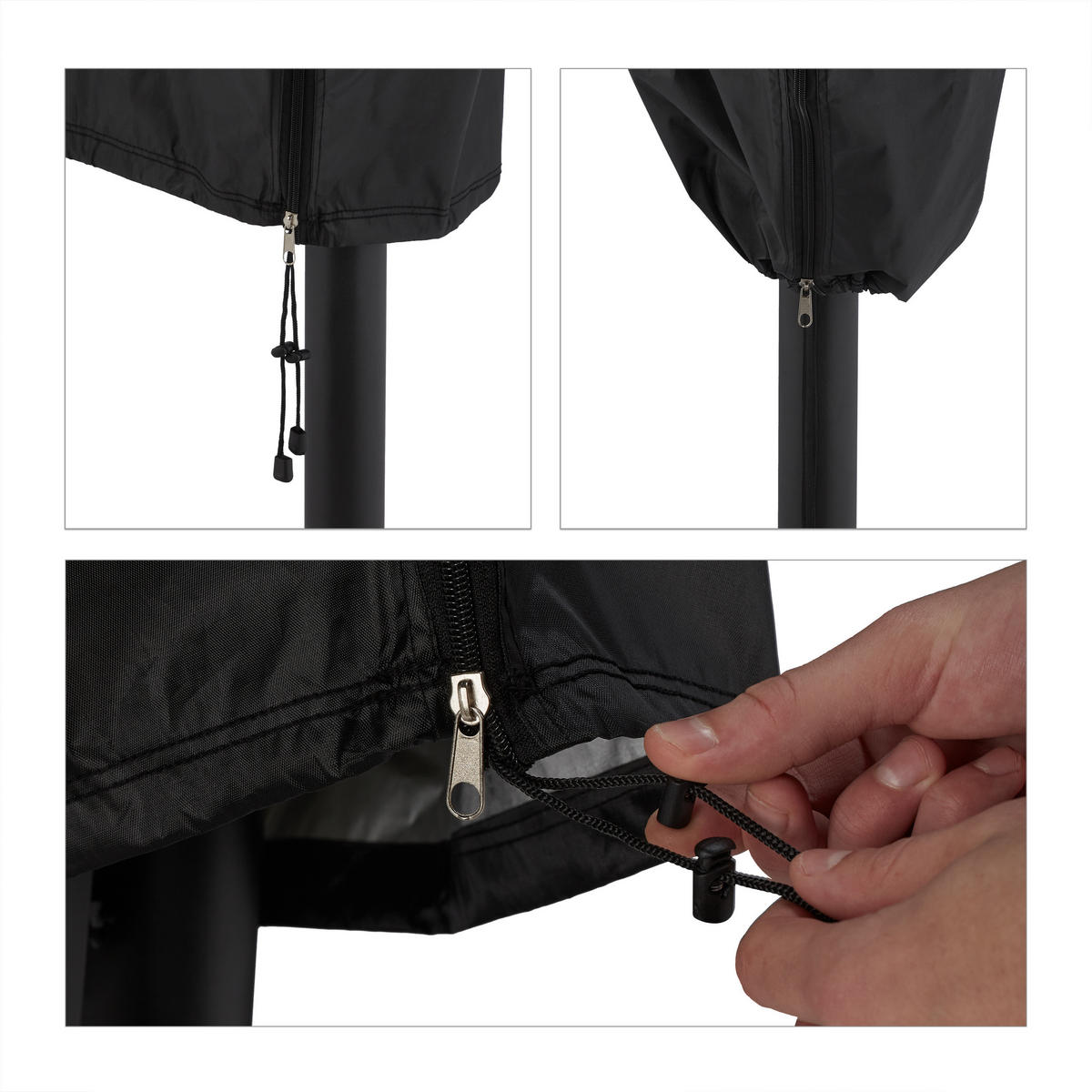 SONNENSCHIRM-SCHUTZHÜLLE - Schwarz, Textil (74/260/0.4cm) - Relaxdays