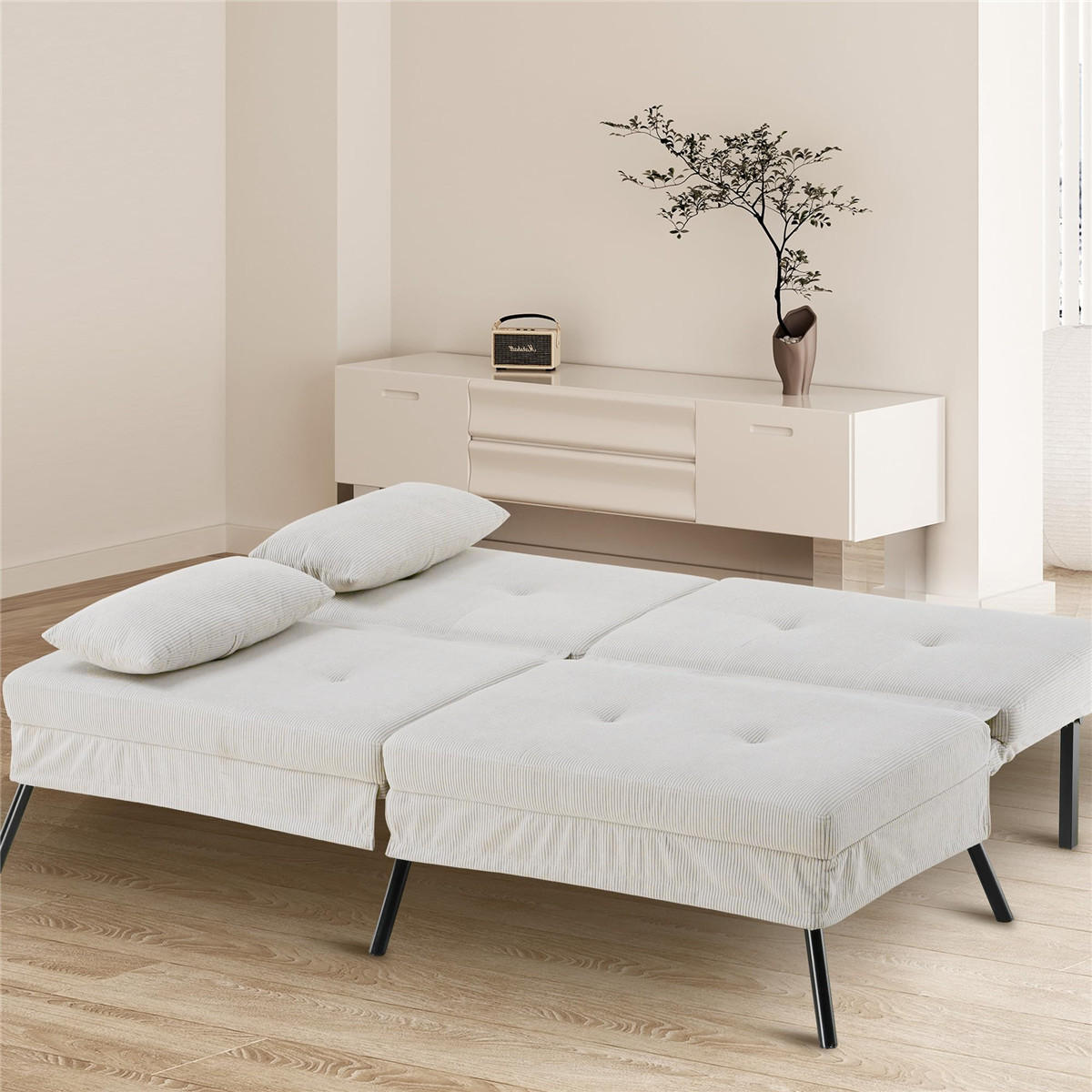 SCHLAFSOFA 3-Sitzer Multifunktionssofa mit Bettfunktion, Beige - Beige, Textil (174/42/102cm) - Kaket