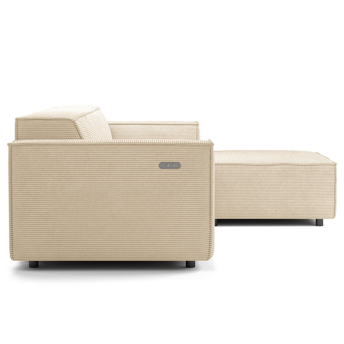 ECKSOFA mit Longchair - Beige/Schwarz, Kunststoff/Textil (260/177cm) - home24