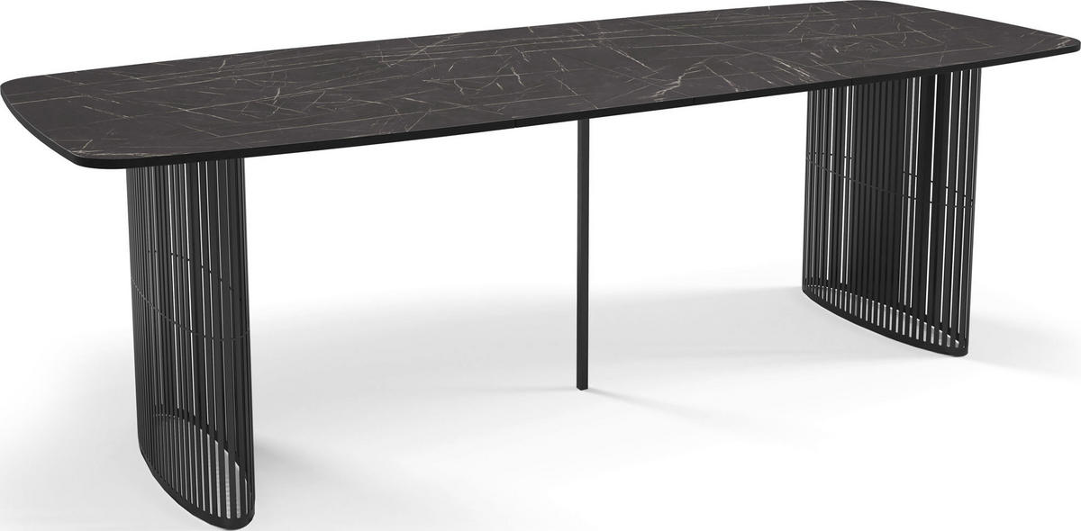 ESSTISCH Cavaro rechteckig oval ausziehbar, Marmor Schwarz 180-256/90/76 cm - Anthrazit/Schwarz, Holzwerkstoff/Metall (90/256/76cm) - WFL GROUP