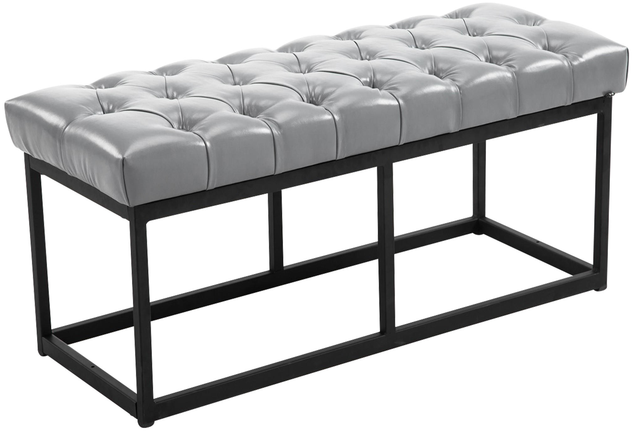 SITZBANK 100/38 cm Kunstleder grau - Schwarz/Grau, Textil/Metall (100/46/38cm) - CLP