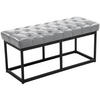 SITZBANK 100/38 cm Kunstleder grau - Schwarz/Grau, Textil/Metall (100/46/38cm) - CLP