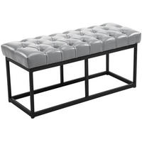 SITZBANK 100/38 cm Kunstleder grau - Schwarz/Grau, Textil/Metall (100/46/38cm) - CLP