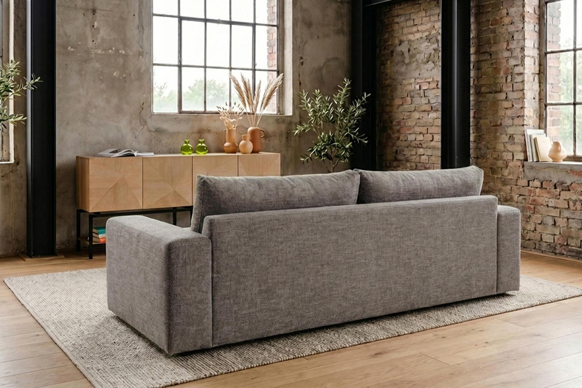 SOFA AMINA Taupe Flachgewebe - Taupe/Schwarz, Buchenholz/Textil (228/82/101cm) - KAWOLA