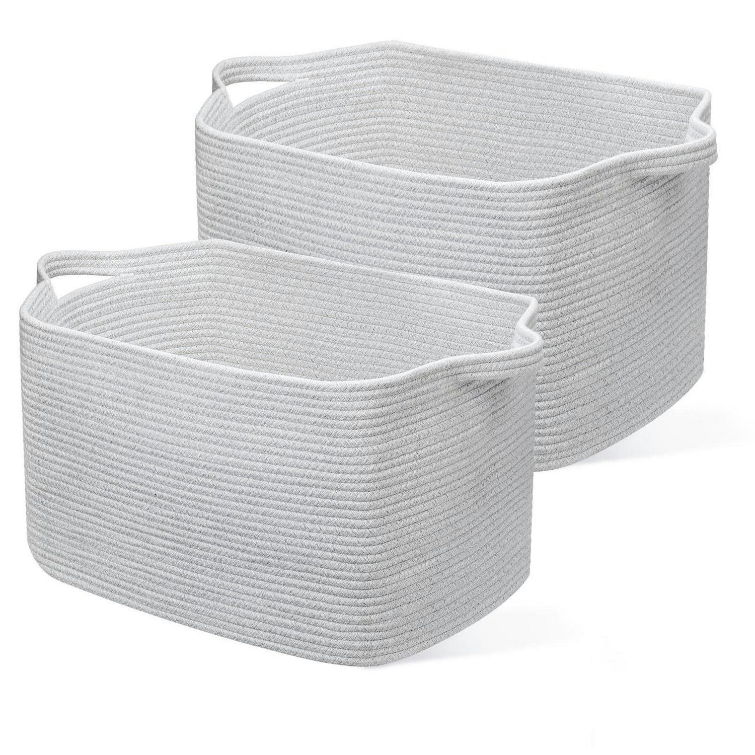 WÄSCHEKORB 2-teiliges Set Hellgrau 63 L - Grau, Textil (38/30/55cm)