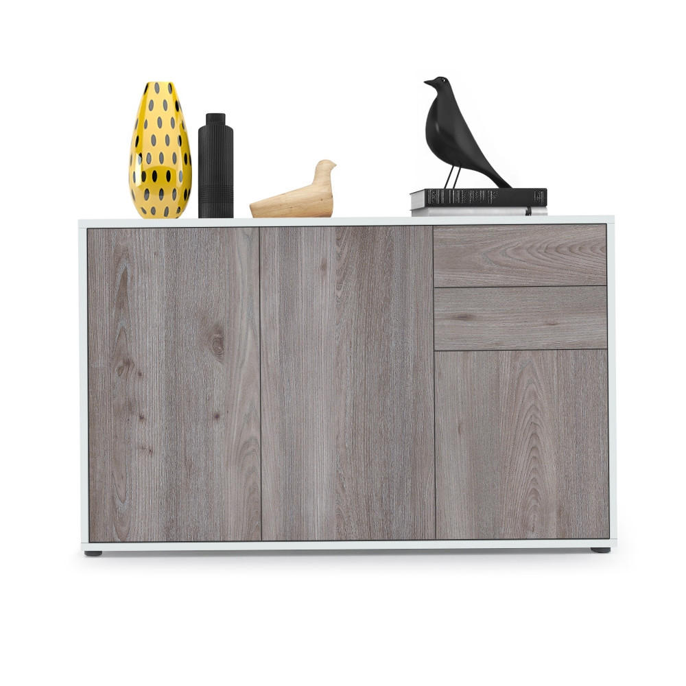 KOMMODE Ben Front in Eiche Nordic - Silbereichenfarben, Holzwerkstoff (117/74/36cm) - Vladon