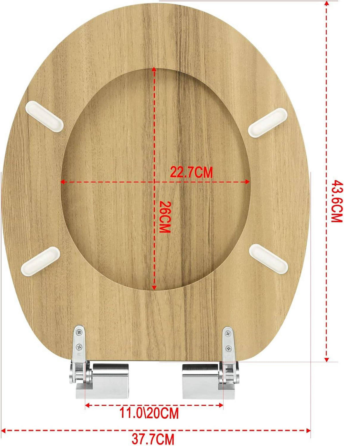 WC SITZ mit Absenkautomatik, MDF Holzkern,Oval - Hellbraun, Holzwerkstoff (37/2.5/43cm) - Woltu