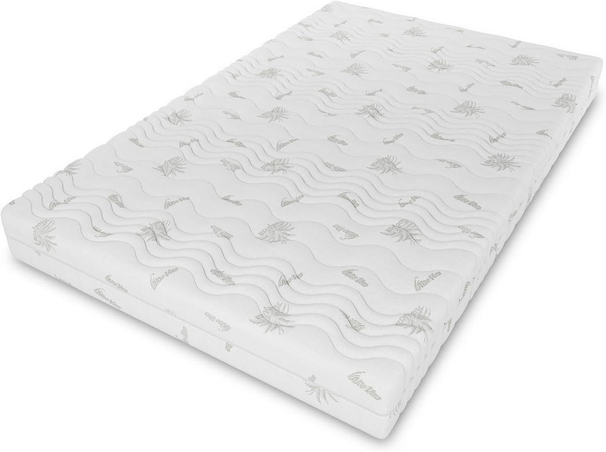 SCHAUMMATRATZE Nicole mit Massageschicht, 100x200 cm, Höhe 10 cm, H3, Aloe Vera - Weiß, Textil (100/200cm) - Marpur