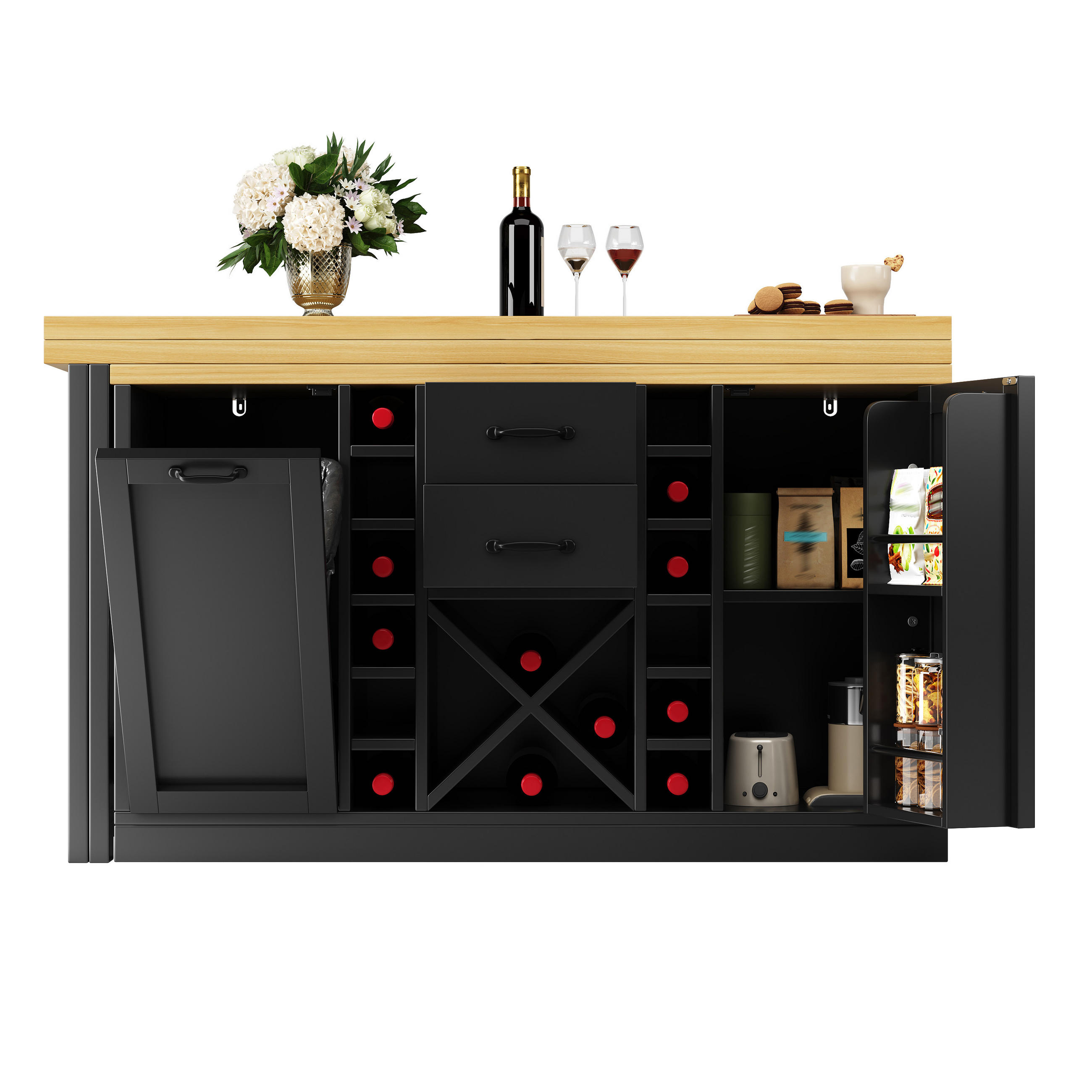 INSULA BUCATARIE 360° cu suport sticle vin