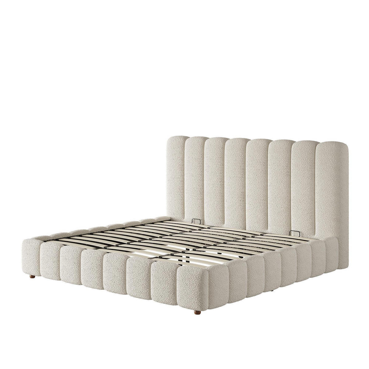 KREVET s presvlakom 180x200 cm, bijela, bouclé tkanina - bijela, tekstil (180/200cm) - KOMHTOM