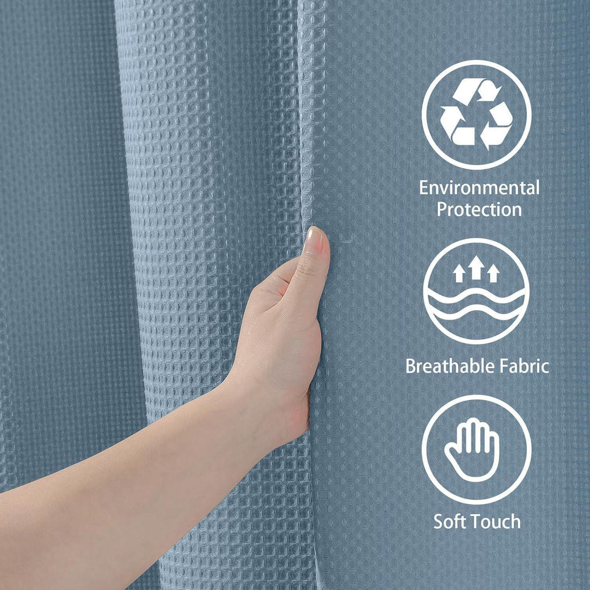 DUSCHVORHANG Waffelstoff Mondlichtblau 152 x 182 cm - Hellblau, Textil (152/182cm)