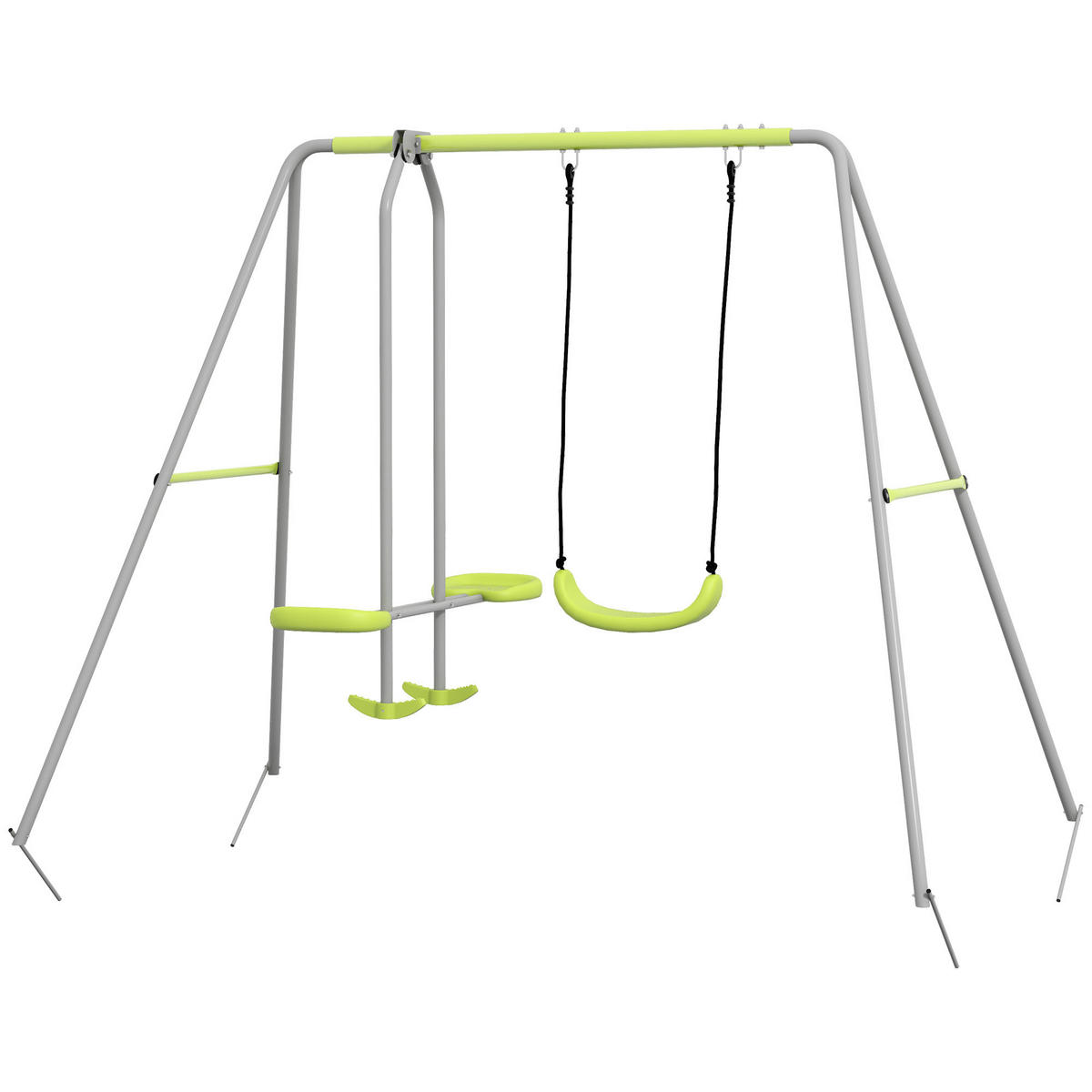 SCHAUKEL DE-17967 2-in-1 mit Schaukel & Vis-à-vis Grün/Grau - Grün, Metall (160/255cm) - ComfortXL