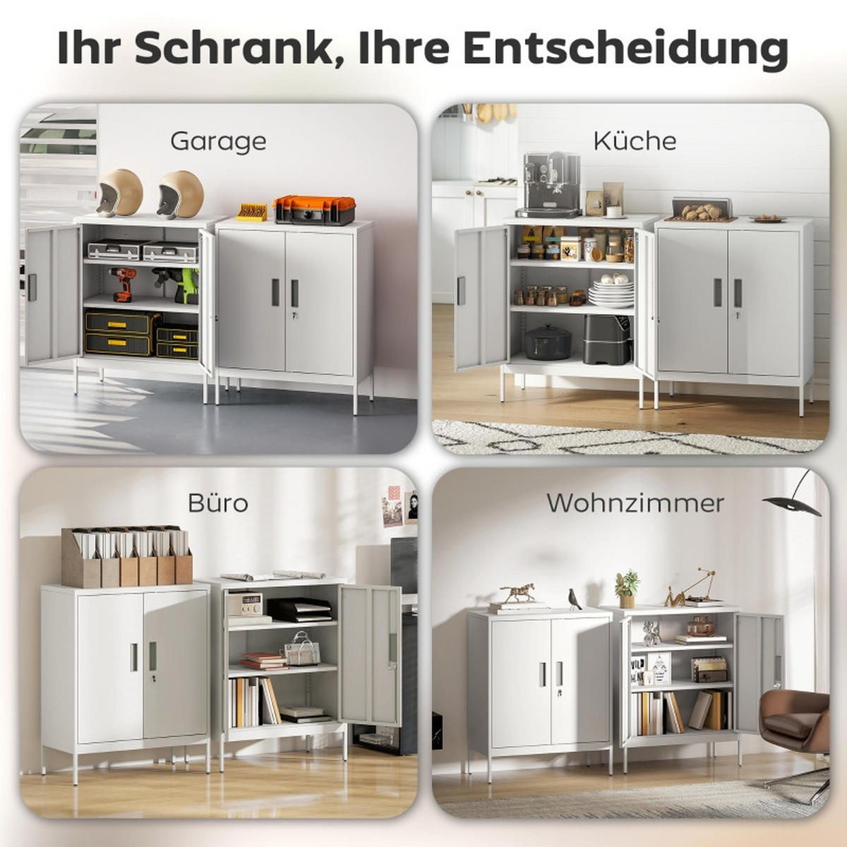 AKTENREGAL DE-38035 80/40/100 cm mit verstellbaren Regalen Weiß - Weiß, Metall (80/100/40cm) - ComfortXL