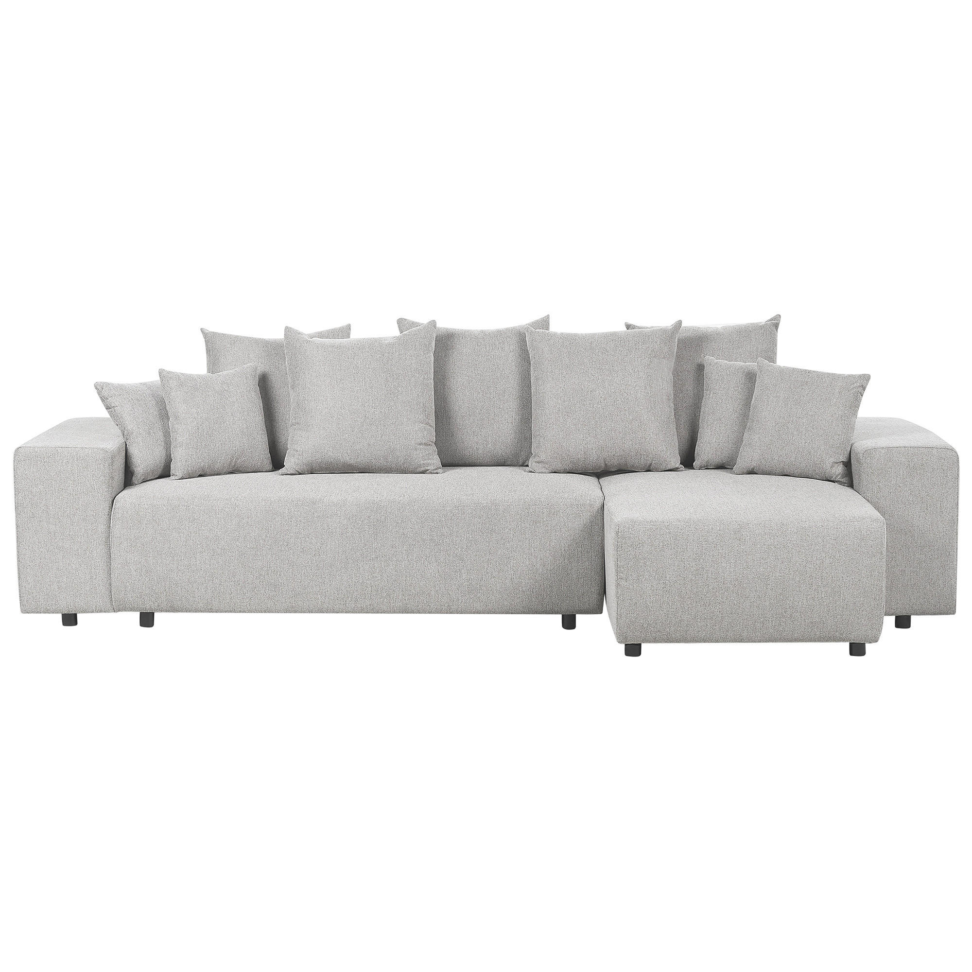 3-SITZER-ECKSOFA Hellgrau rechtsseitig mit Schlaffunktion Stauraum Luspa - Hellgrau/Schwarz, Textil (294/130cm) - Beliani