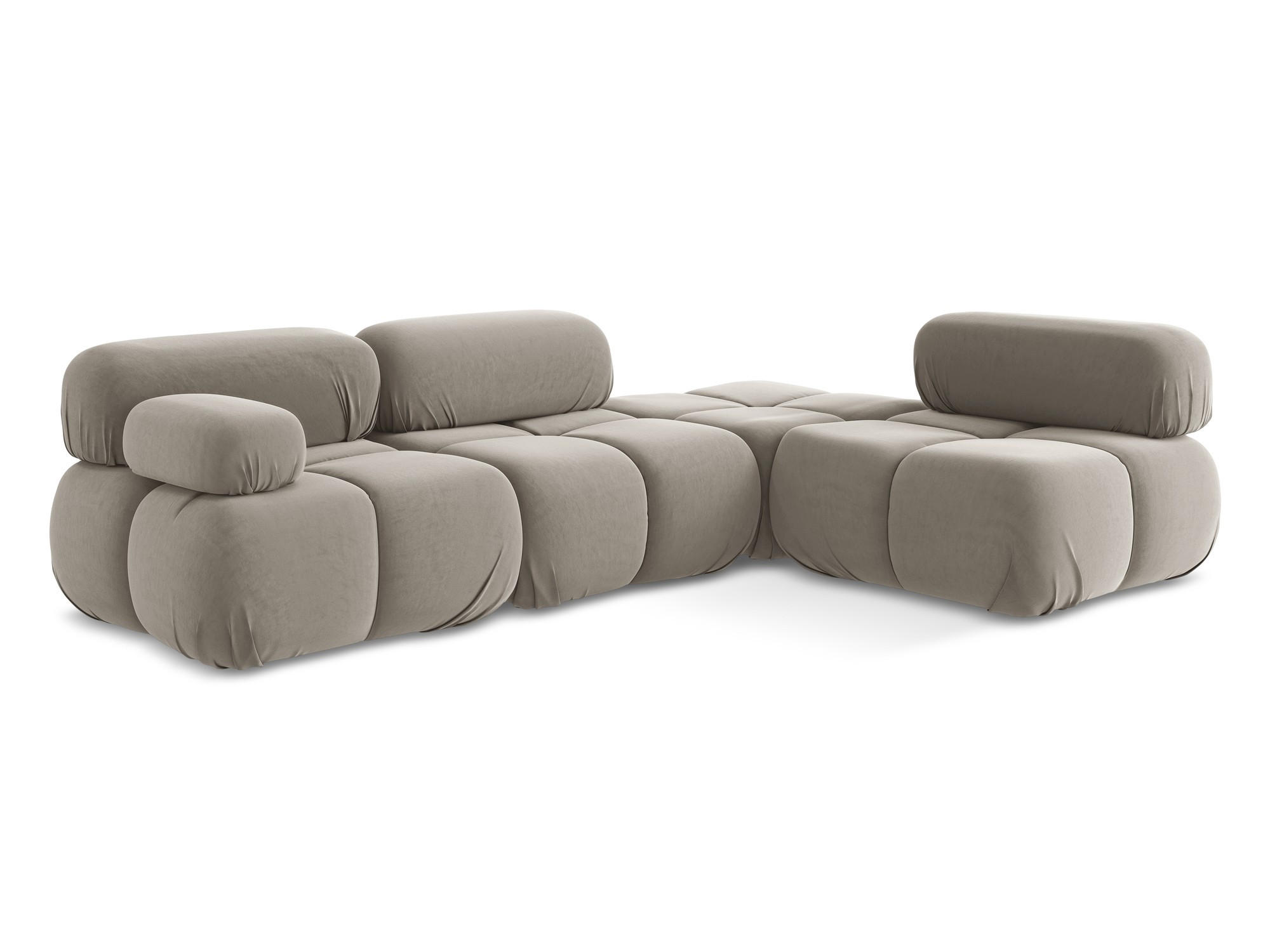 ECKSOFA Rechts Samt Stoff Grau - Taupe/Lila, Kunststoff/Textil (285/190cm) - Makamii