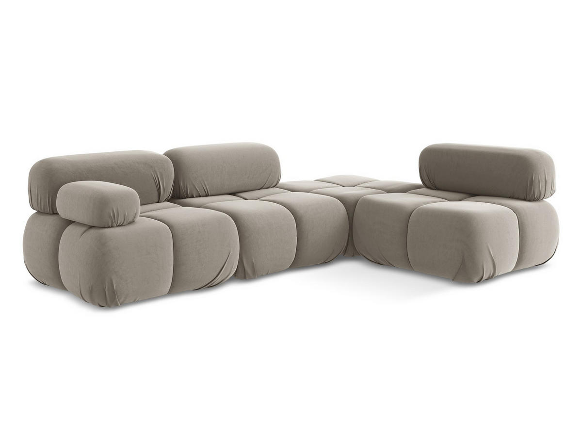 ECKSOFA Rechts Samt Stoff Grau - Taupe/Lila, Kunststoff/Textil (285/190cm) - Makamii