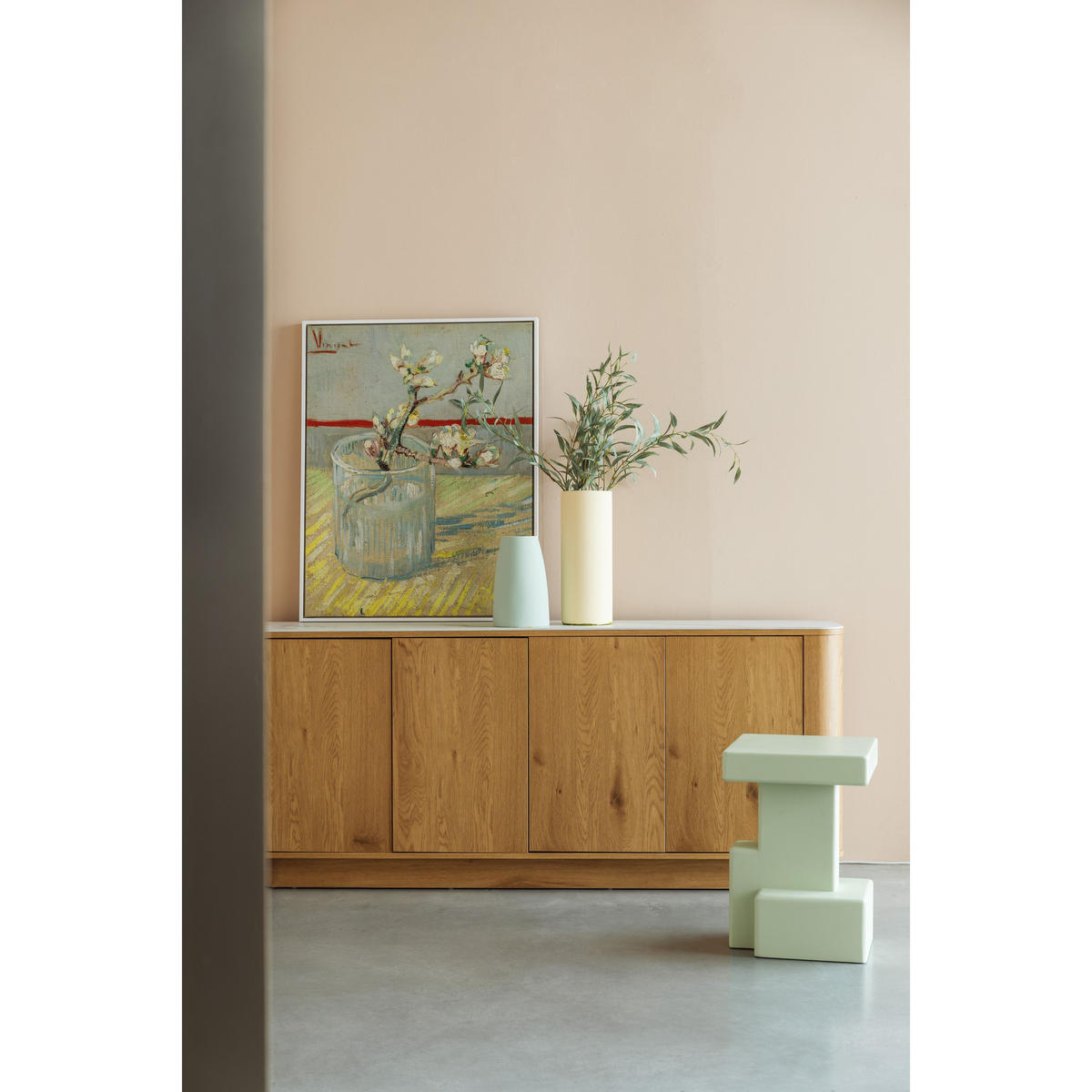 SIDEBOARD Almira Hoch 180 cm / Marmoroptik Natural - Naturfarben, Holzwerkstoff (180/75/40cm) - Housecraft Living