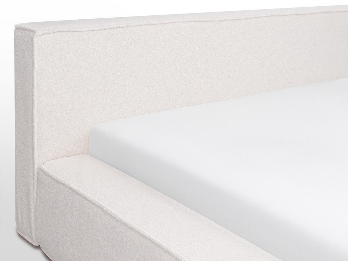POLSTERBETT Melo Hellbeige 180/200 cm Boucle mit Bettkasten - Beige, Textil/Metall (180/200cm) - wonello