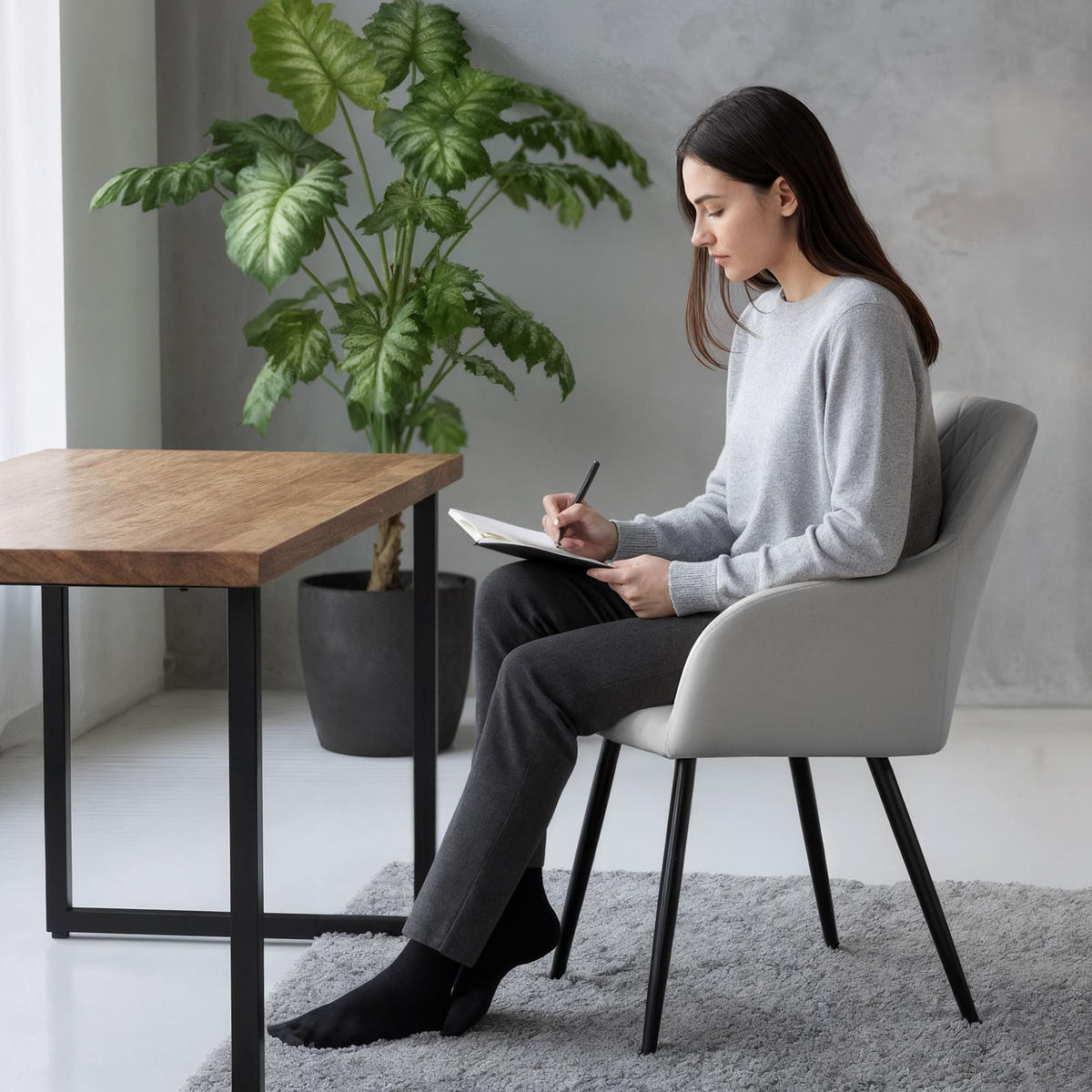 POLSTERSTUHL 4er Set, Metallbeine Grau, Schwarz 54,5/82/58 - Schwarz/Grau, Textil (55/82/58cm) - RAUMHIRSCH FURNITURE