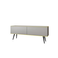 TV-LOWBOARD FORNO (Grau, Goldene Details, 2 Türen, schwarze Metallfüße, 135 cm) - Schwarz/Grau, Holz/Holzwerkstoff (135/53/32cm) - Ravio