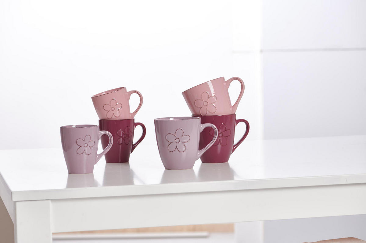 HENKELBECHER Flower rot 360 ml 6er Set - Rot, Keramik (0.36L) - Ritzenhoff Breker