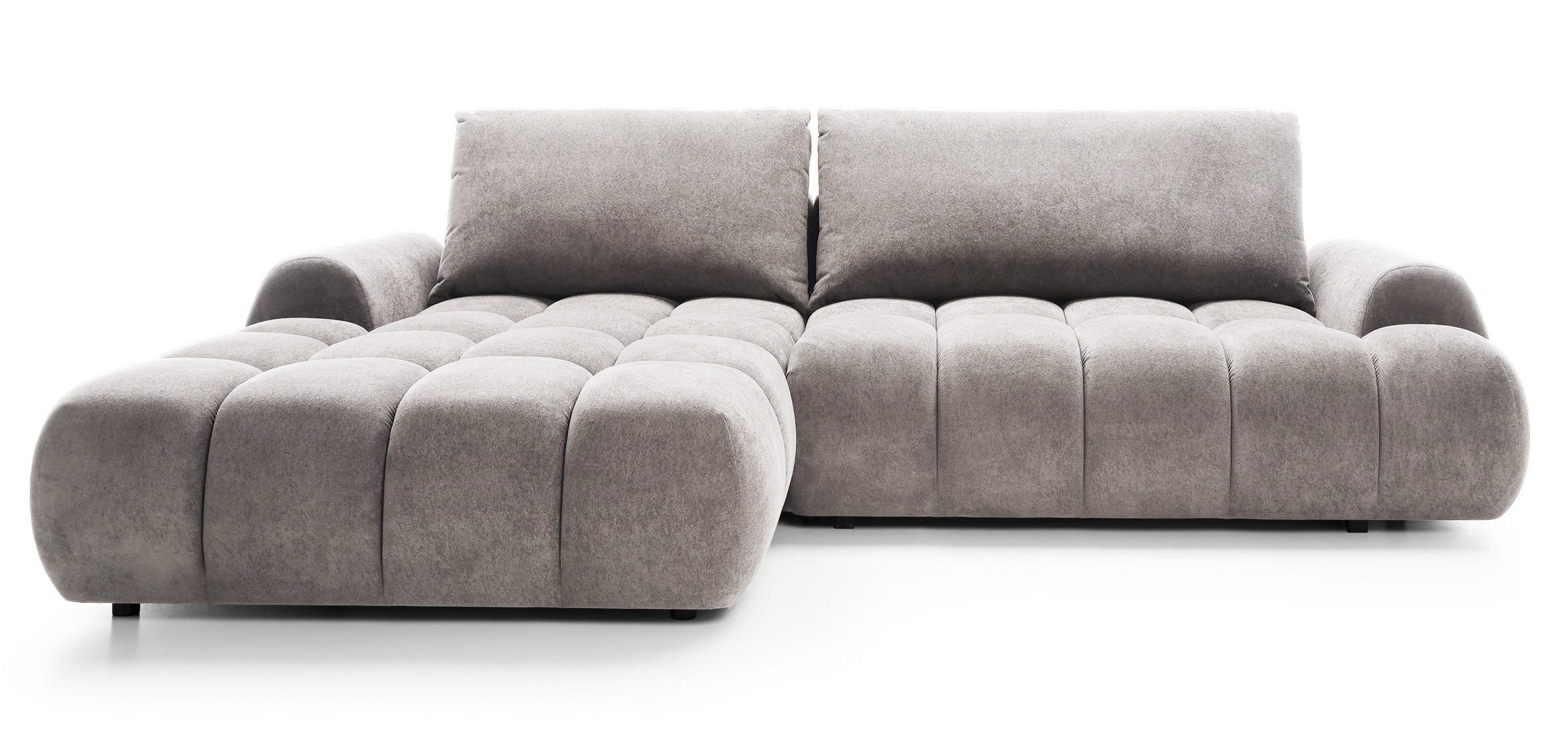 ECKSOFA 280 cm Valerio mit Bettkasten, 280 cm, Links, Schlaffunktion, Hellgrau - Hellgrau, Holz (280/177cm) - Emporius