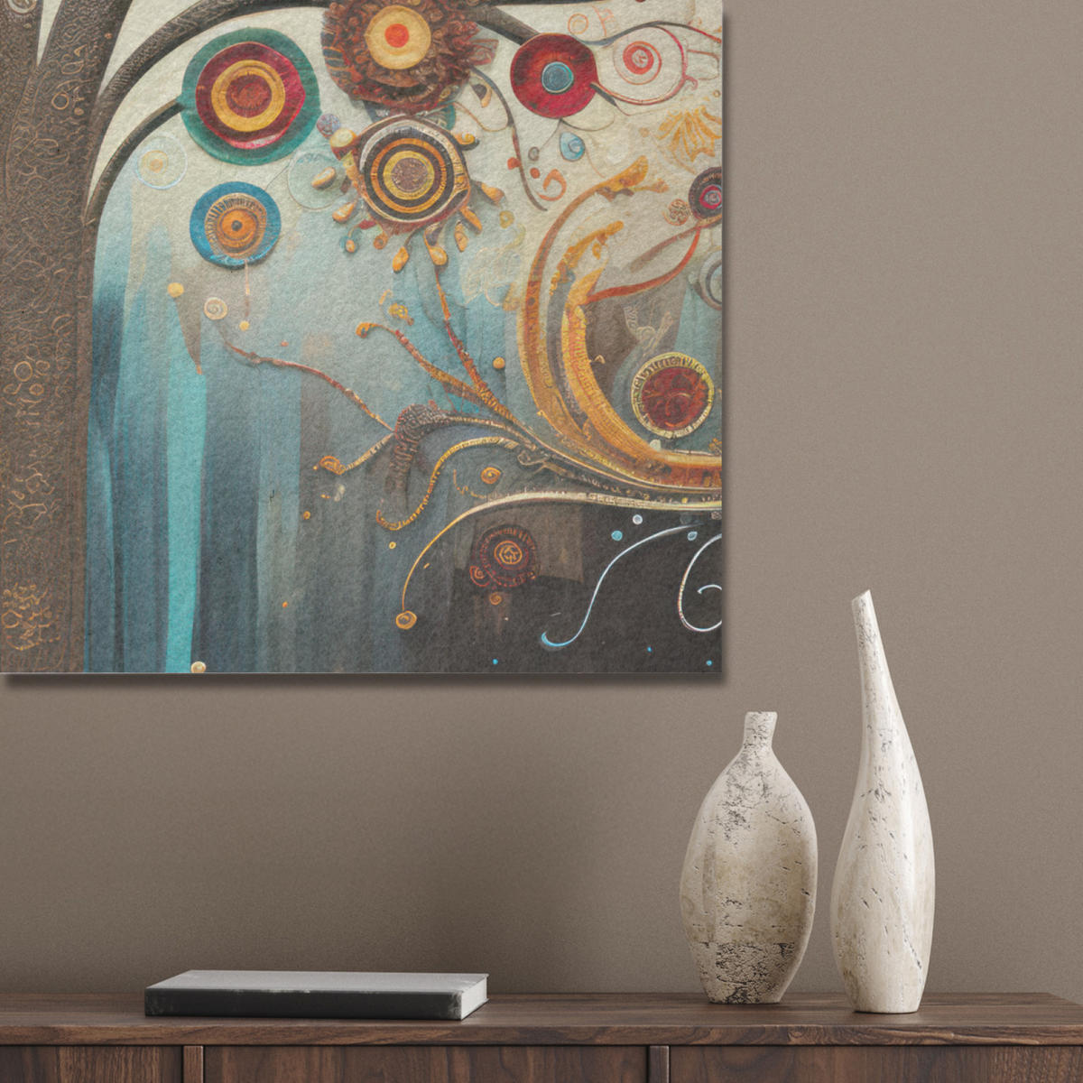 AKUSTICKÝ OBRAZ Strom - Strom života - Farba 80x80 cm - hnedá, plast (80/80/0.9cm) - MuchoWow