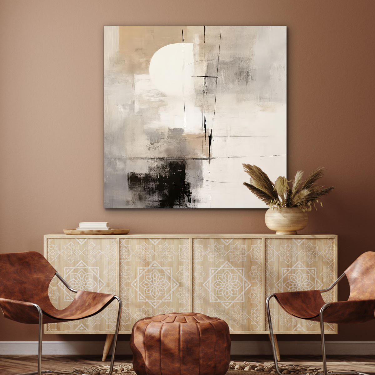 KOVOVÝ OBRAZ Abstraktné - Umenie - Sivé 90x90 cm - svetlosivá, kov (90/90cm) - MuchoWow