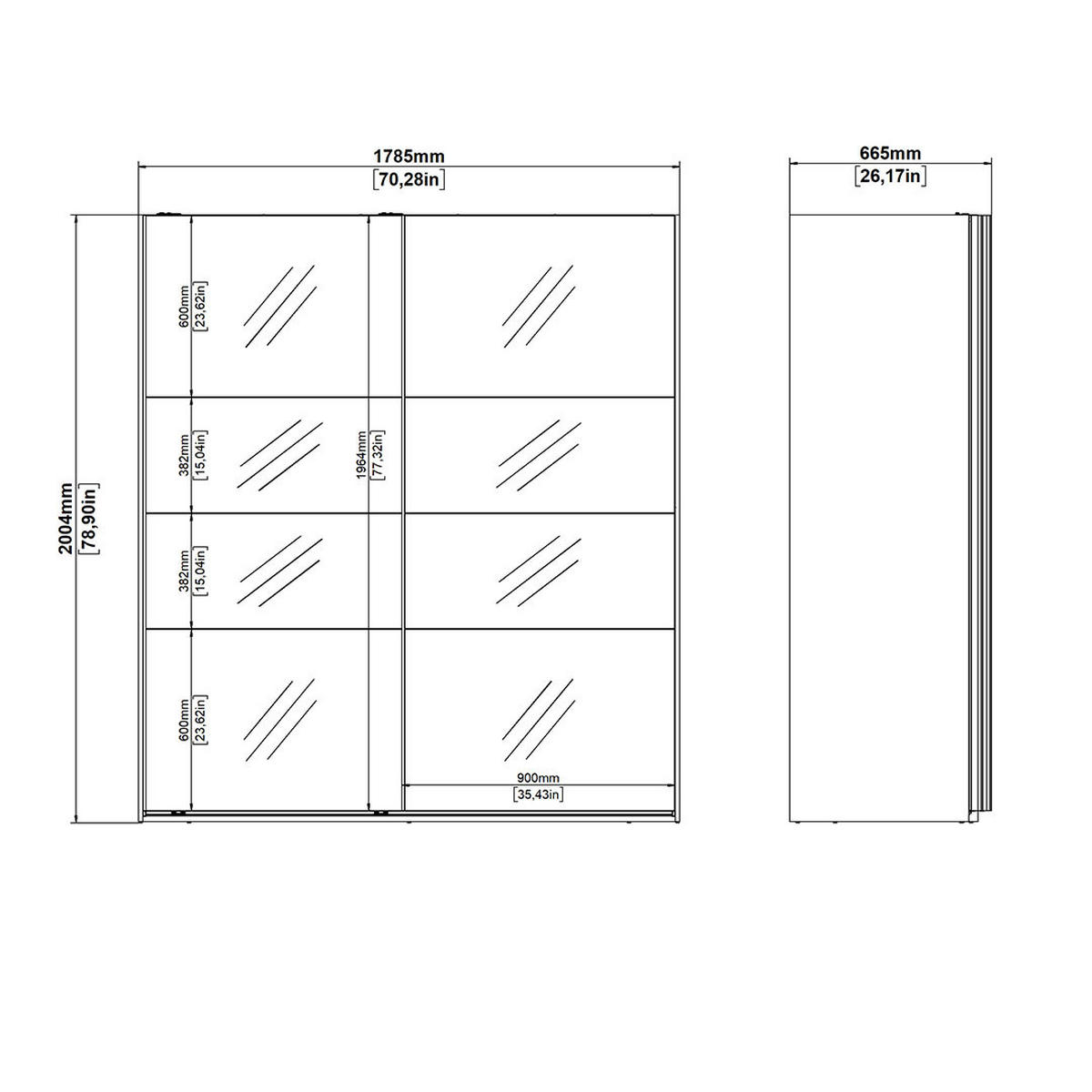 SCHIEBETÜRENSCHRANK, Catania, Schwarz, Holzwerkstoff, 179 x 67 x 201 cm - Schwarz, Holzwerkstoff (179/201/67cm) - ebuy24