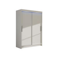 KLEIDERSCHRANK Miami I, mit RGB LED Beleuchtung - Silberfarben/Weiß, Holzwerkstoff/Kunststoff (120/200/58cm) - MIRJAN24