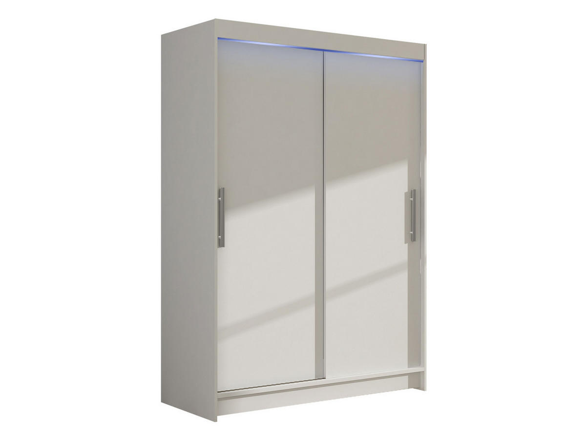 KLEIDERSCHRANK Miami I, mit RGB LED Beleuchtung - Silberfarben/Weiß, Holzwerkstoff/Kunststoff (120/200/58cm) - MIRJAN24
