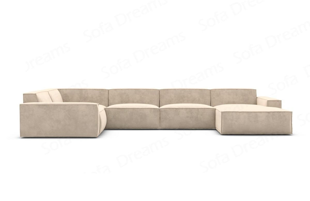 WOHNLANDSCHAFT Beluga Beige Samtstoff - Beige, Kunststoff (313/73/181cm)