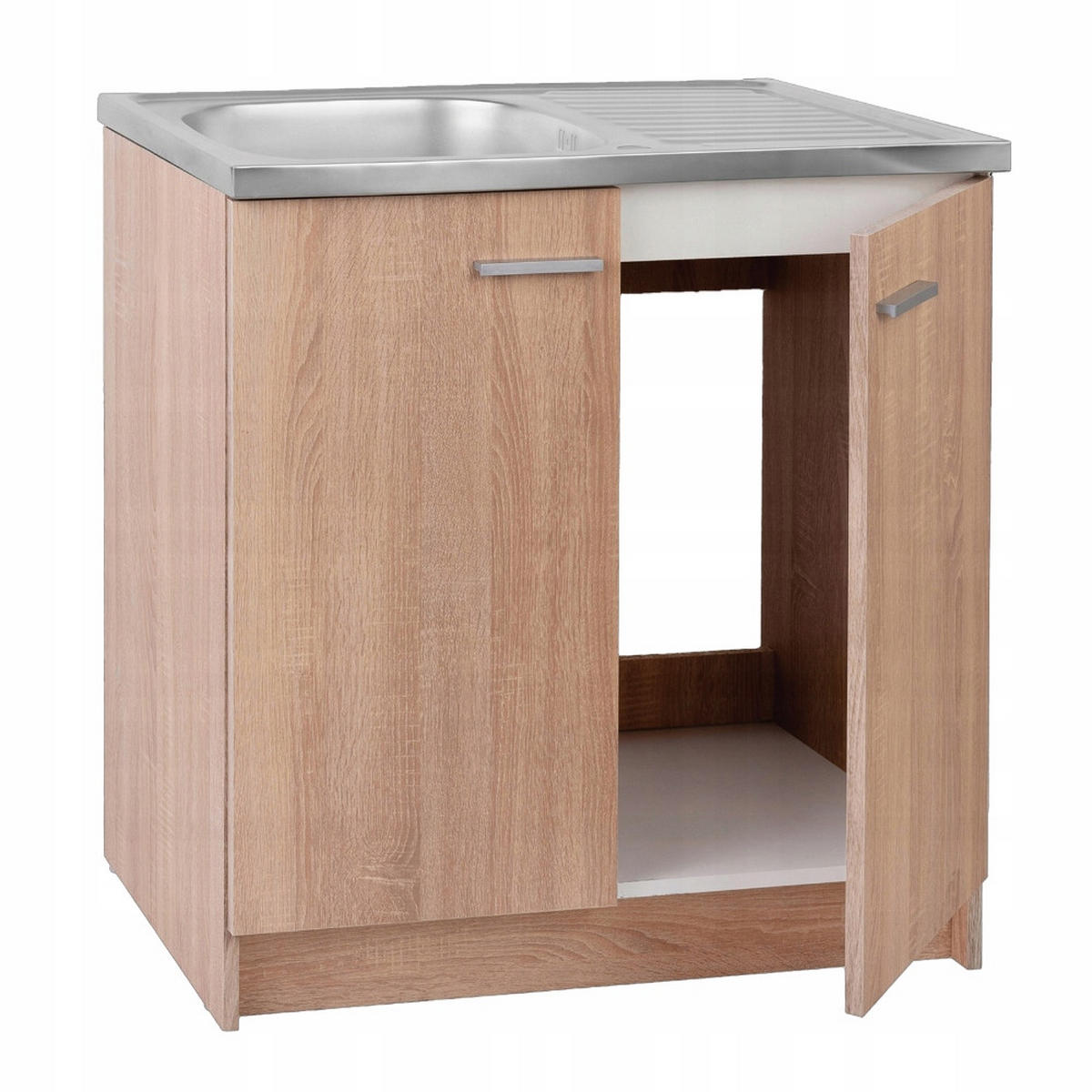 SPÜLUNTERSCHRANK 80cm mit Spüle + Armatur + Siphon Sonoma-Eiche - Sonoma Eiche, Holzwerkstoff (80/82/46cm) - Stamar
