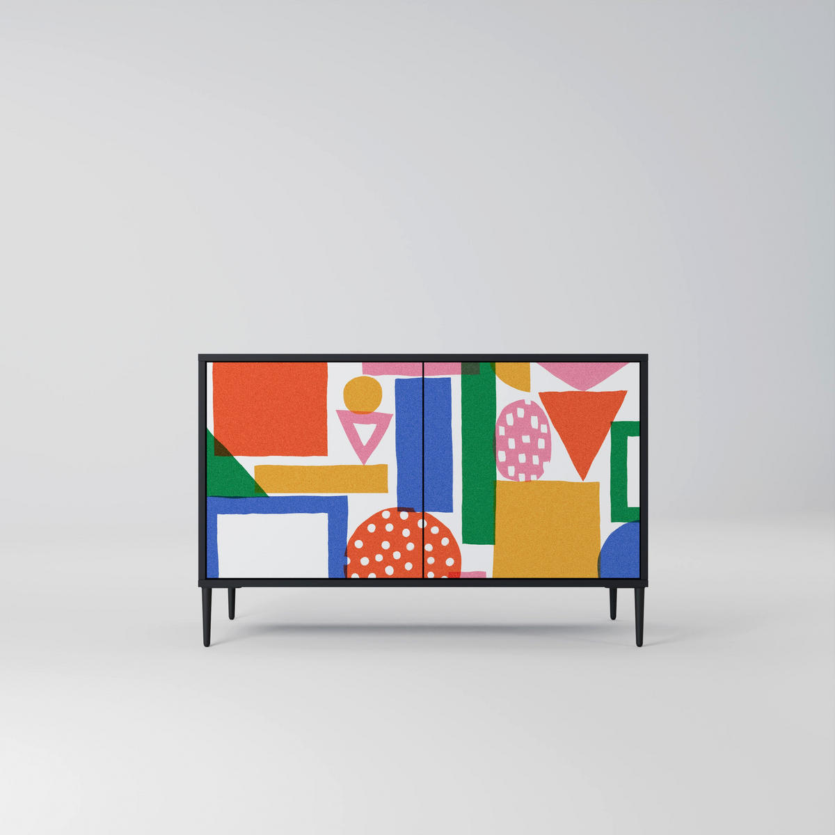 SIDEBOARD GEOMETRIC GLIMMER, Eicheneffekt, 111x42x77,5 cm, 2 Türen - Eichefarben/Buchefarben, Holzwerkstoff/Buchenholz (111/77.5/42cm) - SpaceRebels