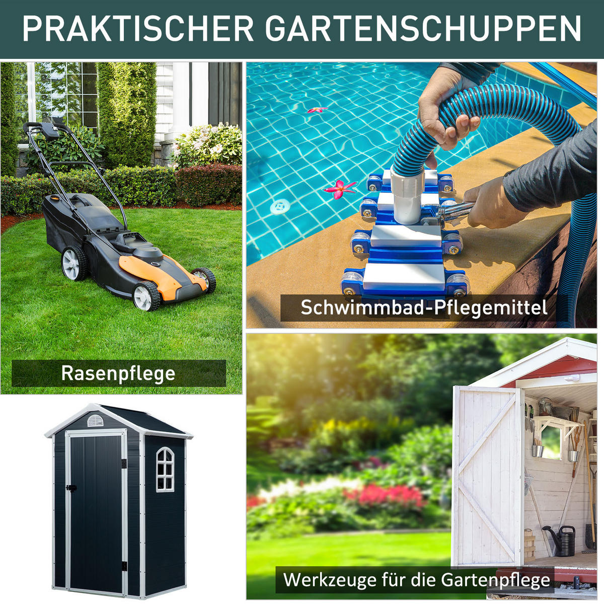 GERÄTEHAUS, Gartenhaus, Geräteschuppen mit Lüftungsfenster, Outdoor, Metall, Grau - Grau, Metall (104/204/134cm) - Outsunny