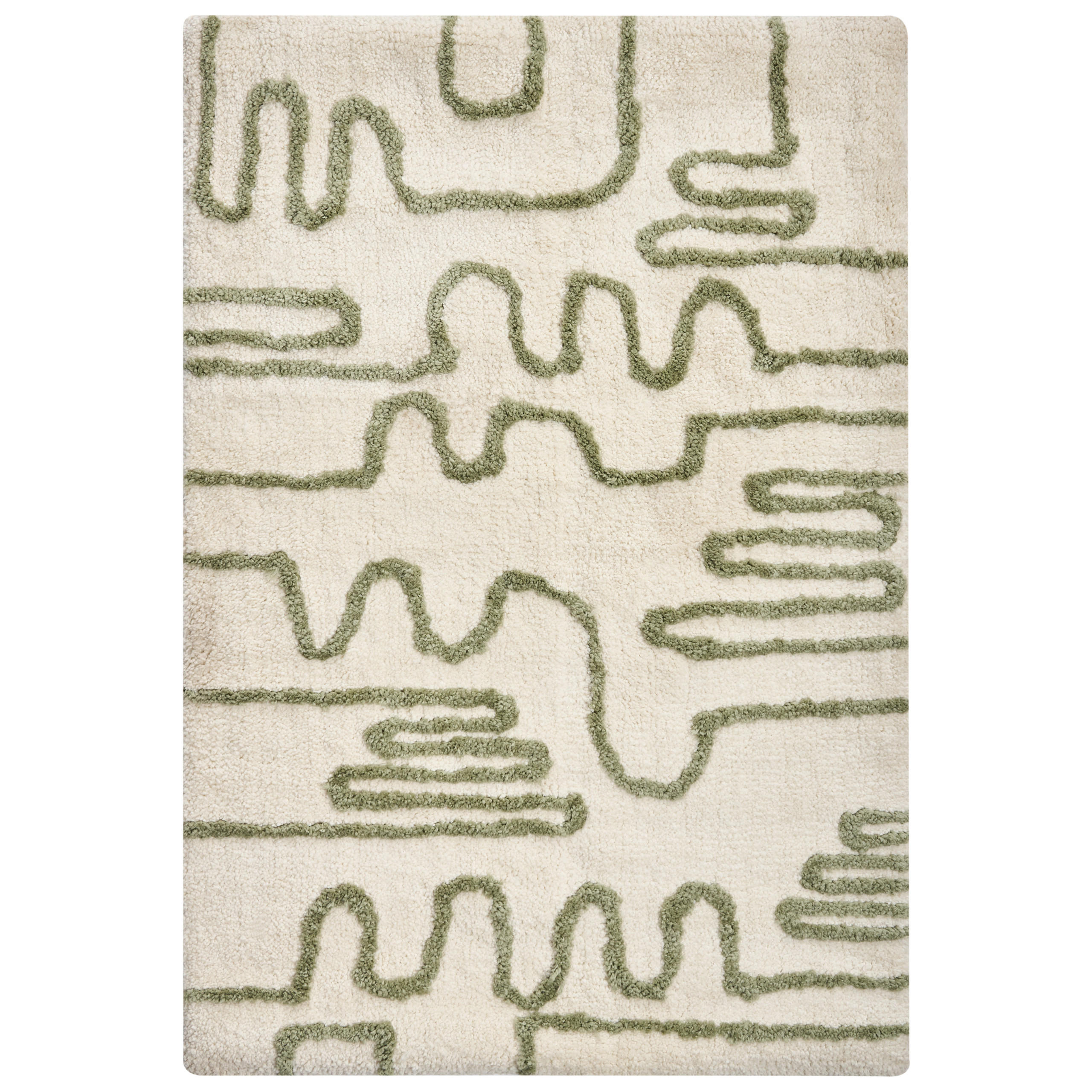 BADEMATTE Beige 60/90 cm Daharl - Beige/Olivgrün, Textil (60/90cm) - Beliani