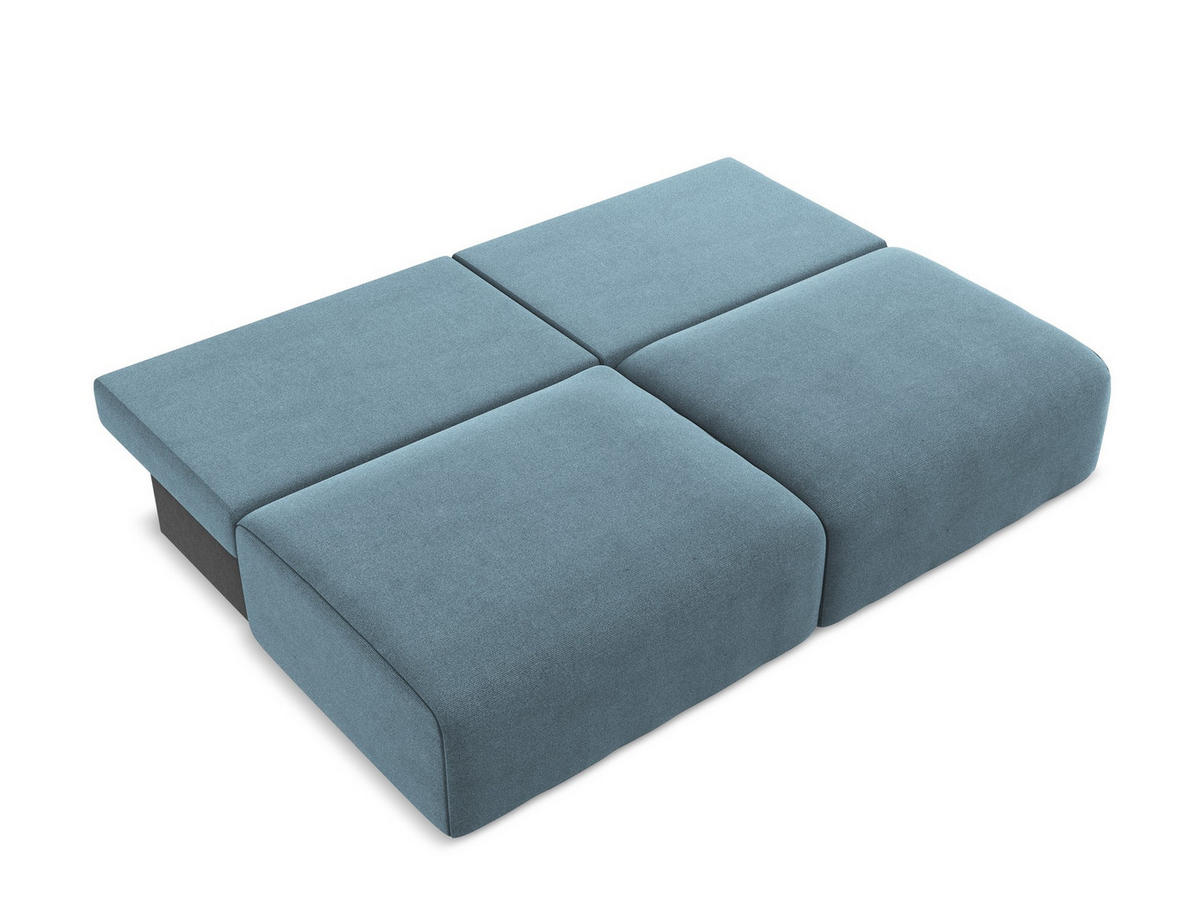 3-SITZER SOFA mit Schlaffunktion Strukturstoff Stoff Blau - Blau/Schwarz, Kunststoff/Textil (216/79/102cm) - Makamii