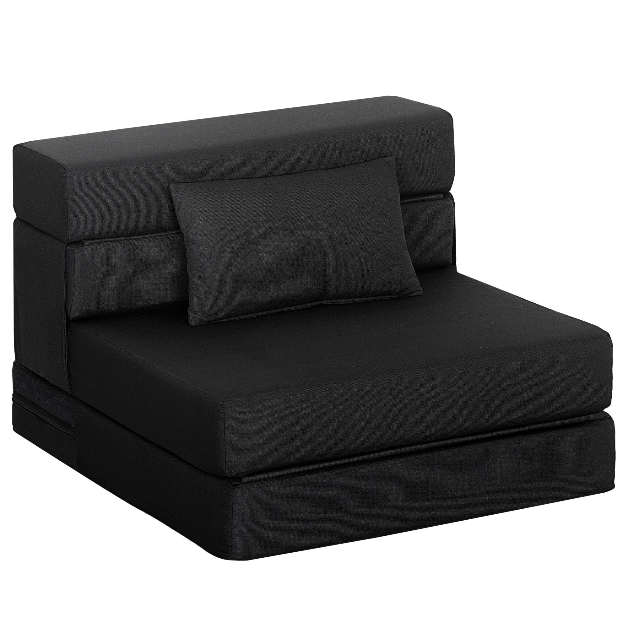 SCHLAFSESSEL DE-14638 klappbar mit Kissen Schwarz - Schwarz, Textil (80/15/210cm) - ComfortXL