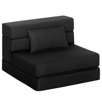 SCHLAFSESSEL DE-14638 klappbar mit Kissen Schwarz - Schwarz, Textil (80/15/210cm) - ComfortXL