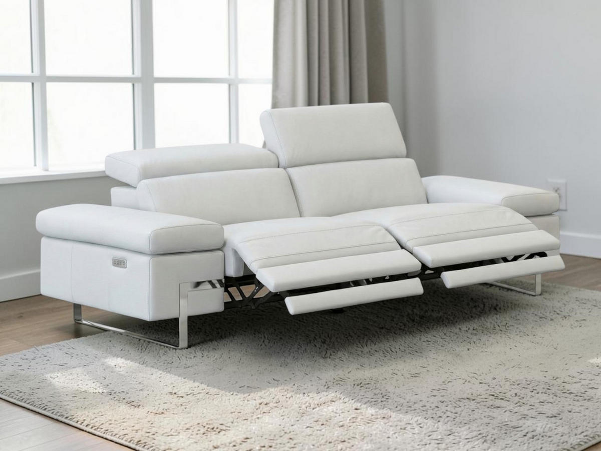 2-SITZER Sofa Opera Echtleder mit 2 x Relaxfunktion Weiß - Weiß, Leder/Metall (195/75/109cm)