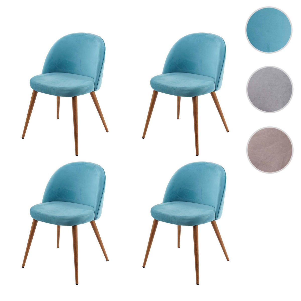 ESSZIMMERSTUHL Türkis 4er-Set - Türkis, Textil (48/77/46cm) - MCW